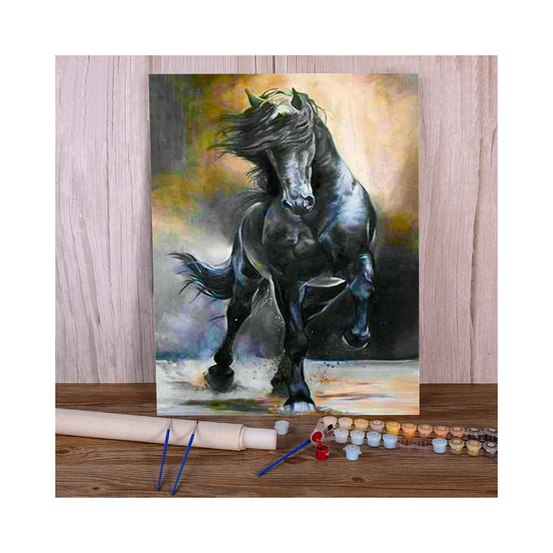 Resultat final du tableau Cheval Noir Fougueux Mystique