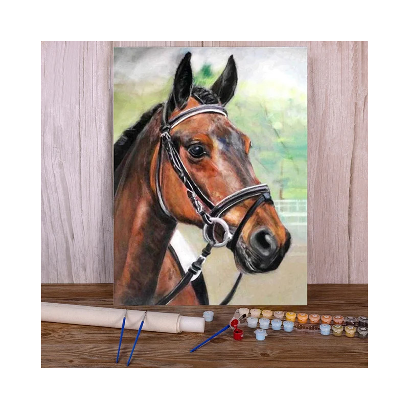 Resultat final du tableau Portrait Cheval Dressage Détaillé