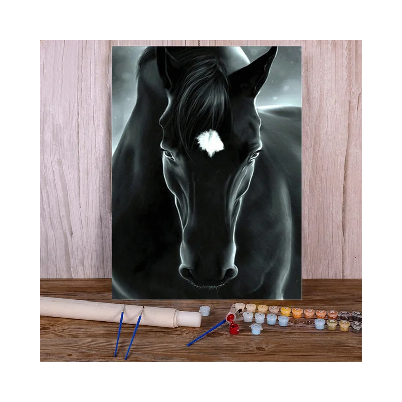 Resultat final du tableau Cheval Noir Mystique Aura Ténébreuse