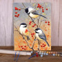 Mésanges et Baies Rouges : Trio Hivernal Peinture Par Numéro Oiseaux