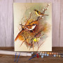 Trio de Roitelets sur Branches Bourgeonnantes Peinture Par Numéro Oiseaux