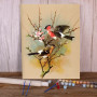 Duo de Bouvreuils au Printemps : Éclat Naturel Peinture Par Numéro Oiseaux