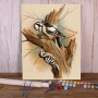 Duo de Pics Épeiches sur Tronc Ancien Peinture Par Numéro Oiseaux