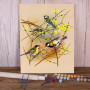 Quatuor de Mésanges : Le Printemps en Fleurs Jaunes Peinture Par Numéro Oiseaux