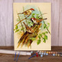 Trio de Moineaux au Jardin : Douceur Champêtre Peinture Par Numéro Oiseaux