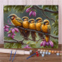 La Famille de Fauvettes Dorées Peinture Par Numéro Oiseaux