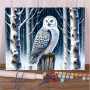 Chouette des Neiges dans la Forêt Hivernale Peinture Par Numéro Oiseaux