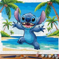 Kit de peinture par numéro avec le personnage Disney Stitch