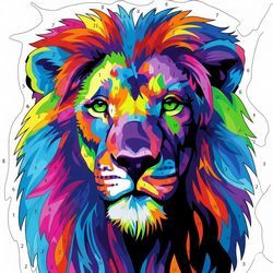 Kit de peinture par numéro représentant un lion coloré, collection animaux