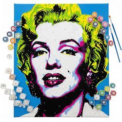 Kit de peinture par numéro représentant le portrait d'une icône pop art