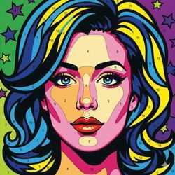 Portrait de femme en style Pop Art, kit de peinture par numéro art moderne