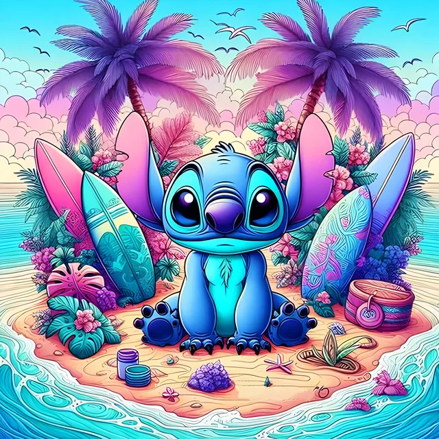 Aperçu du tableau final de la peinture par numéros Stitch Surf.