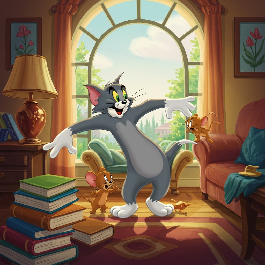 Résultat final du tableau Tom et Jerry : Scène Joyeuse et Ensoleillée.