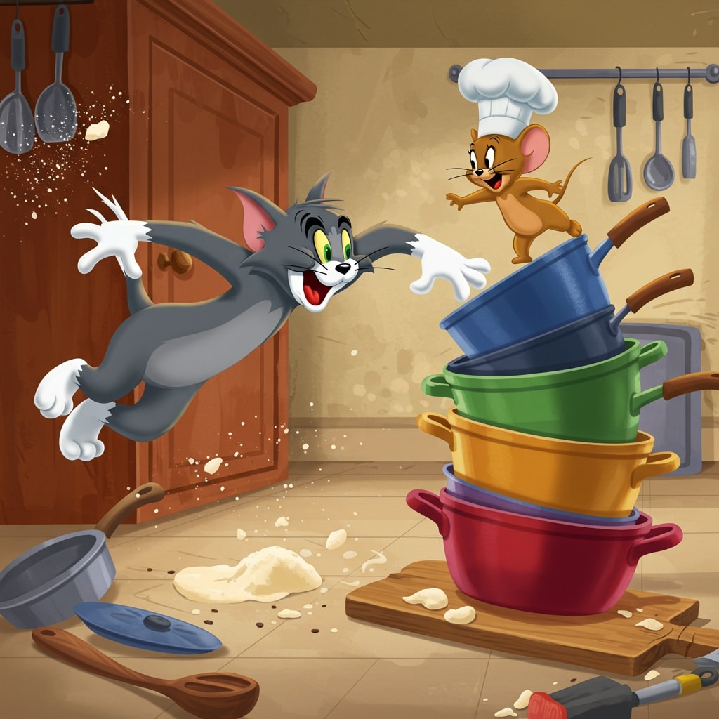 Résultat final du tableau Tom et Jerry : Chaos en Cuisine.