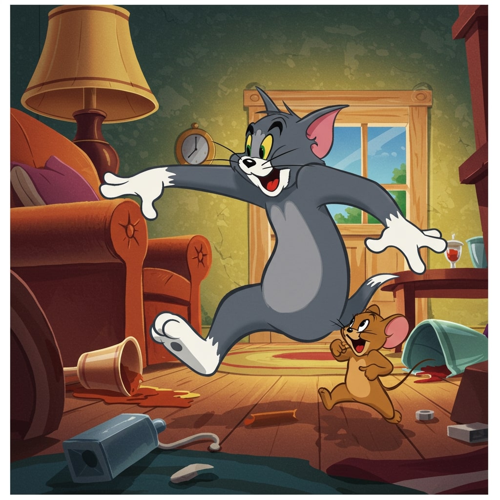 Résultat final du tableau Tom et Jerry : Course-Poursuite Chaotique.