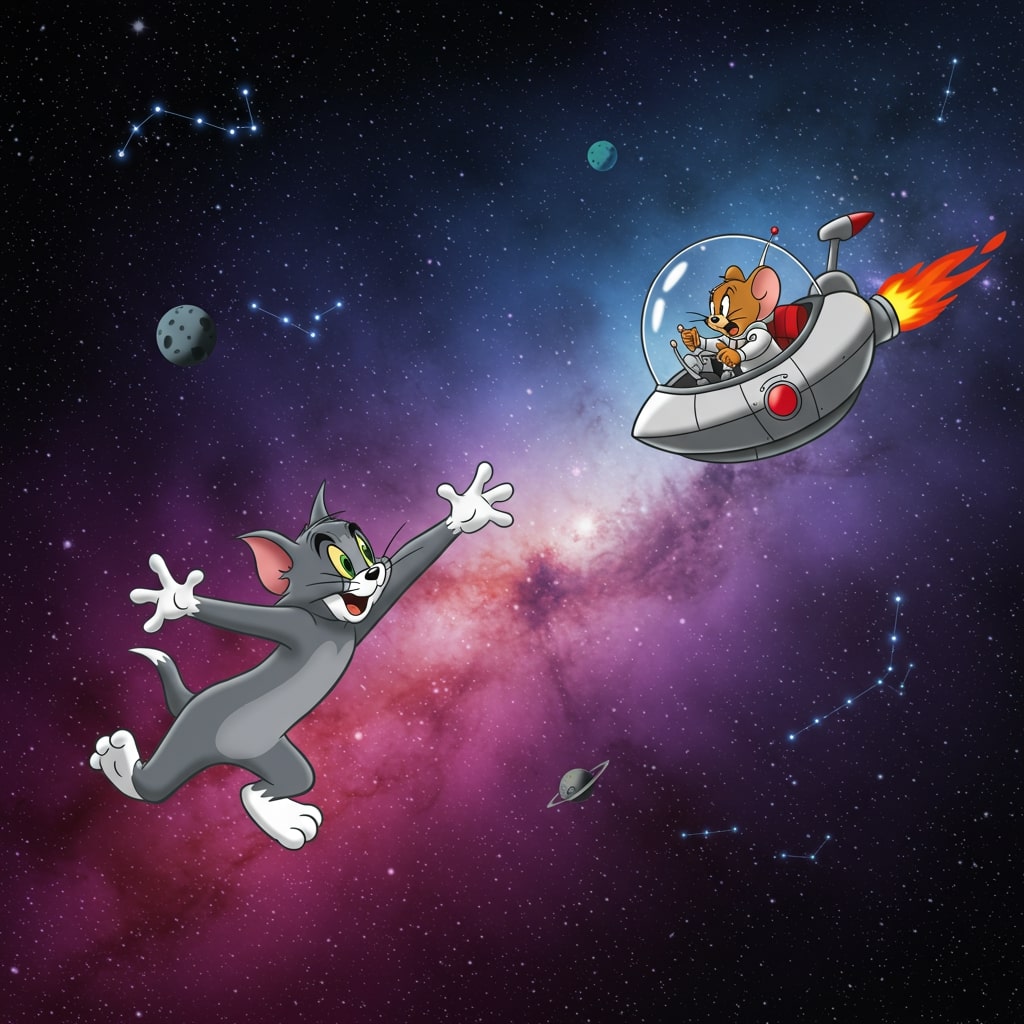 Résultat final du tableau Tom et Jerry : Le Pilote de l'Espace.