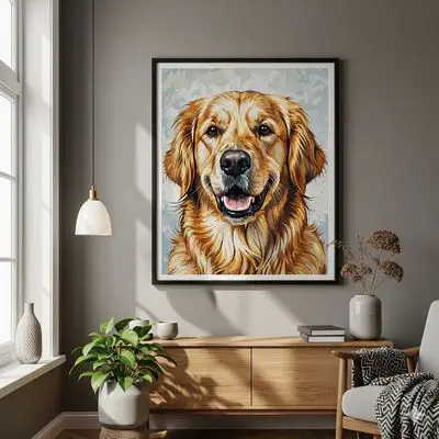 Tableau de peinture par numéro terminé, encadré et affiché en décoration murale