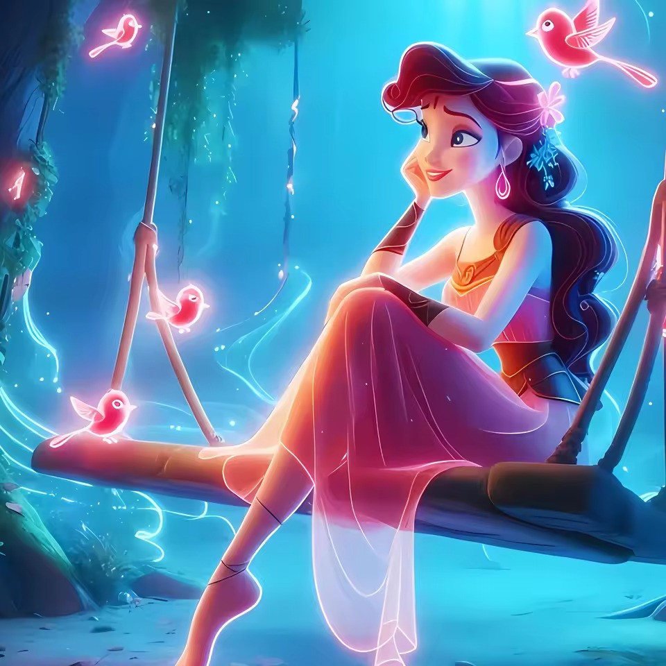 Résultat final du tableau Femme : Rêverie Lumineuse