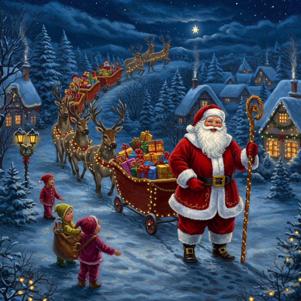 Résultat final du tableau Le Cortège du Père Noël.