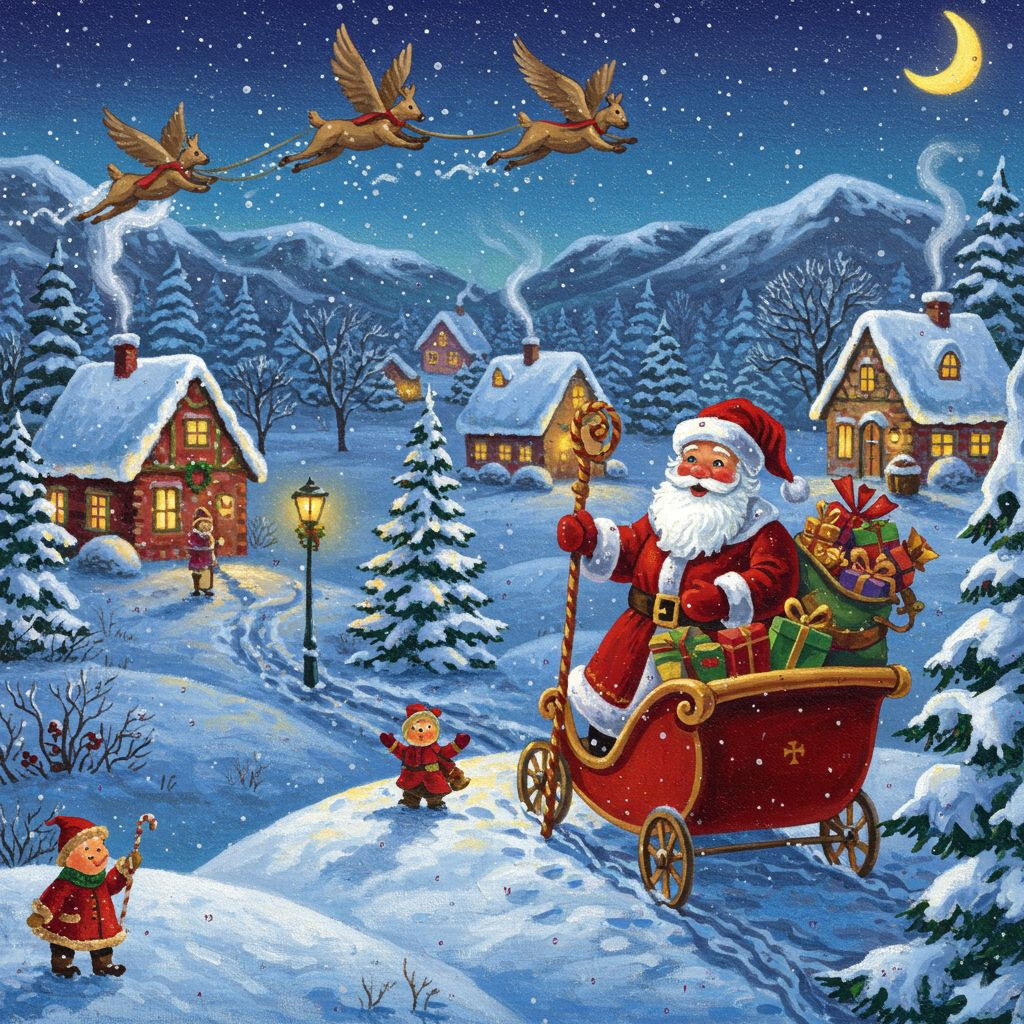 Résultat final du tableau Le Traîneau Ailé du Père Noël.