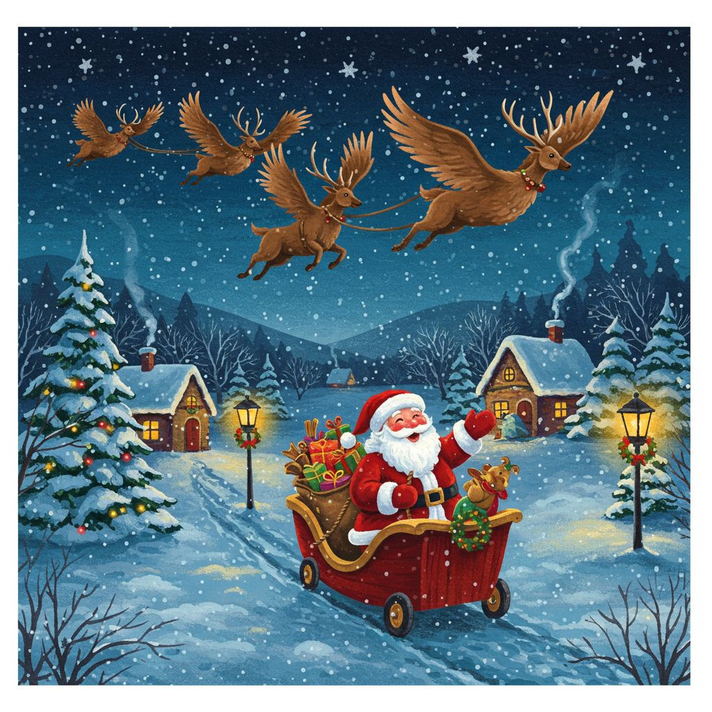 Résultat final du tableau Le Vol Magique du Père Noël.