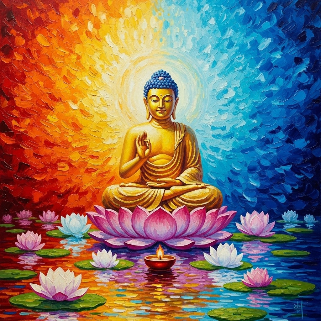 Résultat final du tableau Bouddha : Lumière de l'Éveil