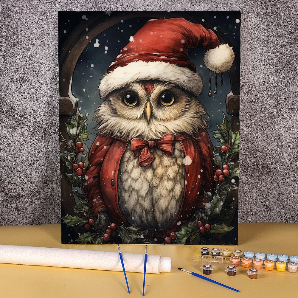 Résultat final du tableau Le Hibou Sage de Noël.