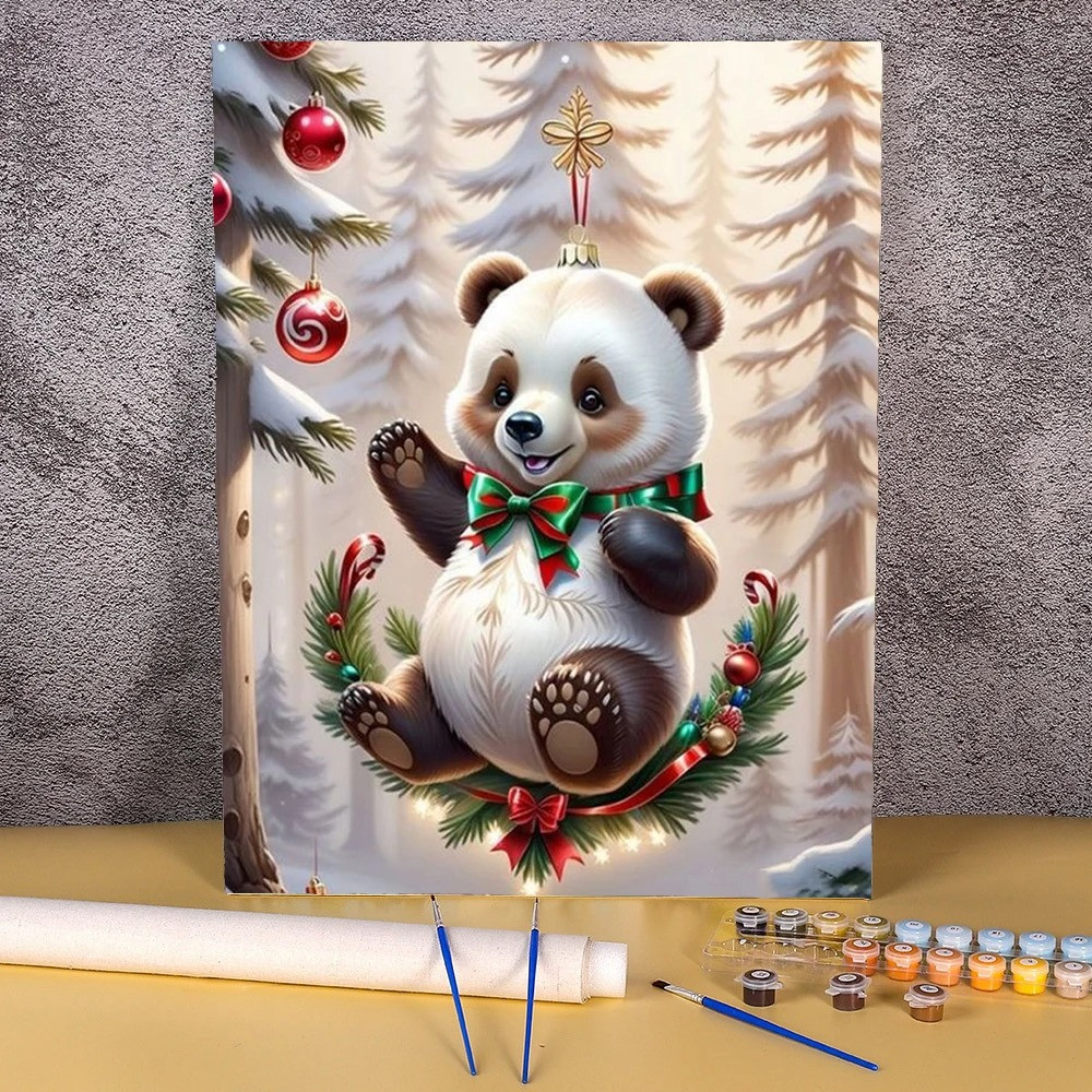 Résultat final du tableau Le Panda Ornement de Noël.