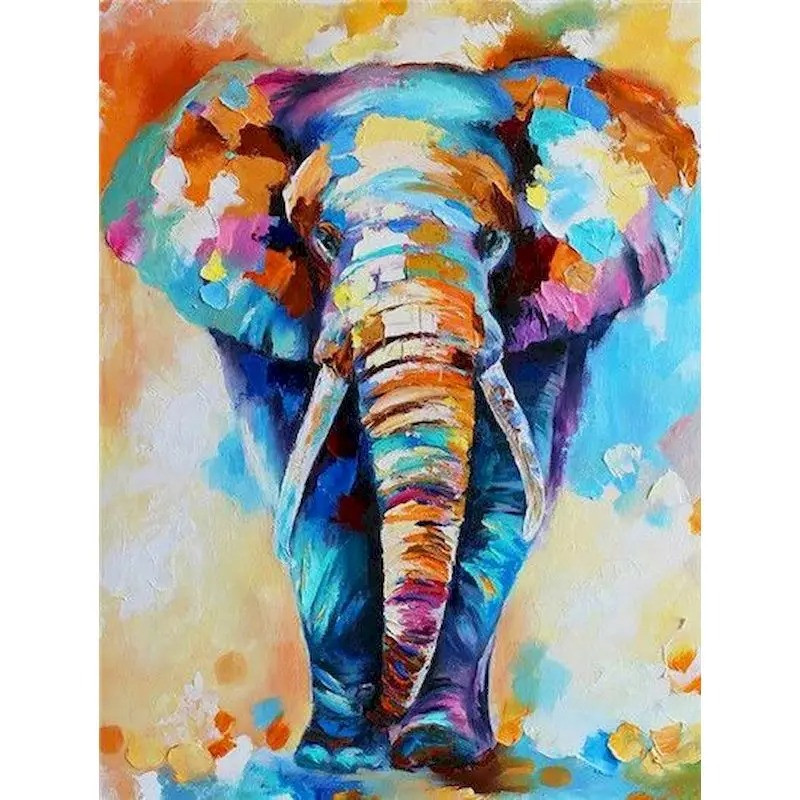 Résultat final du tableau Éléphant : Symphonie Colorée