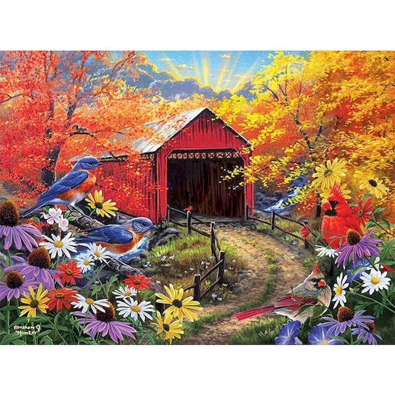 Résultat final du tableau Paysage d'Automne : Le Pont Rouge
