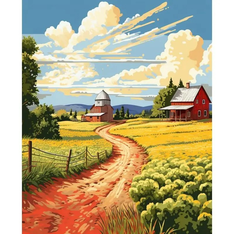 Résultat final du tableau Ferme à la Campagne : Chemin Ensoleillé