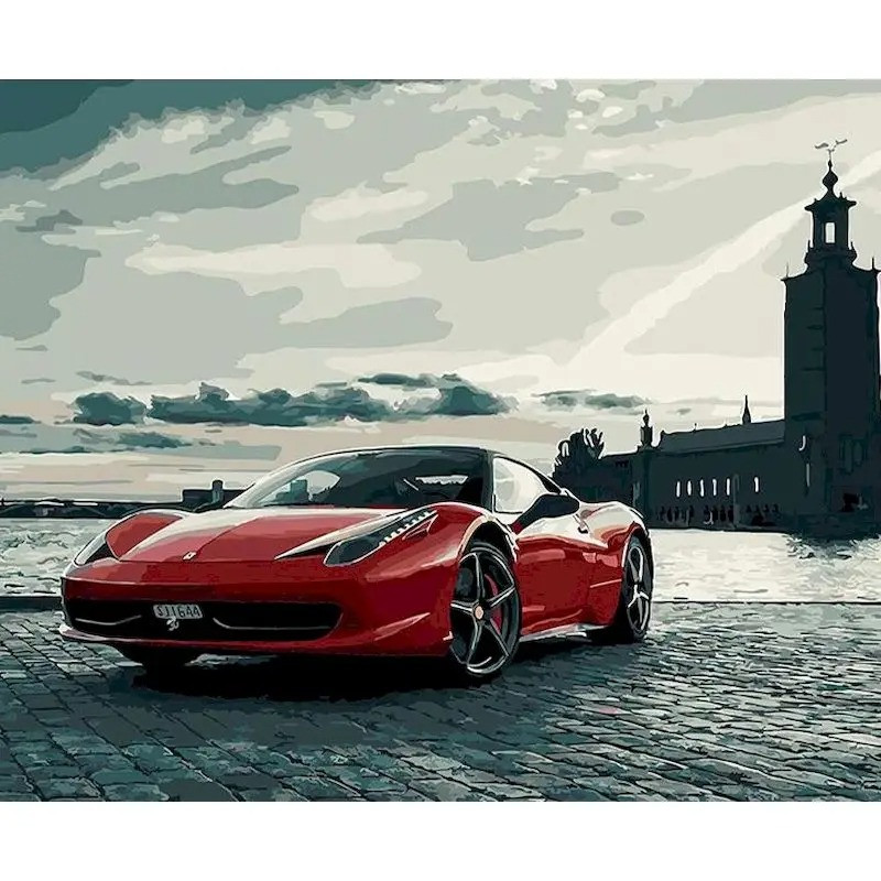 Résultat final de la peinture par numéro Ferrari 458 rouge