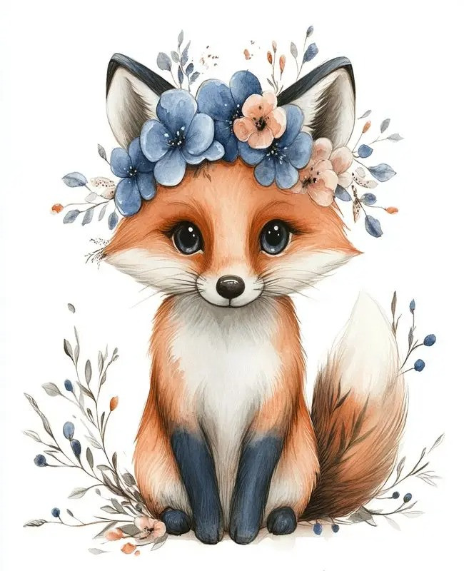 Résultat final du bébé renardeau fleuri