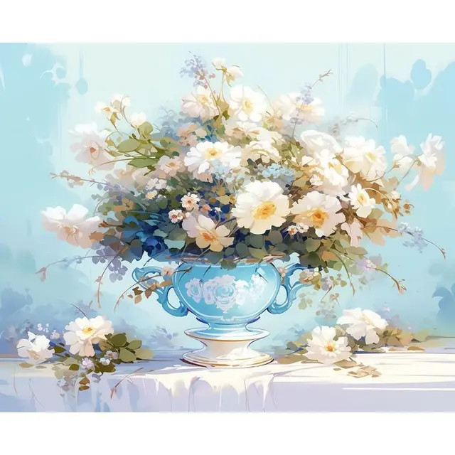 Résultat final du tableau Bouquet Céleste de Fleurs Blanches.