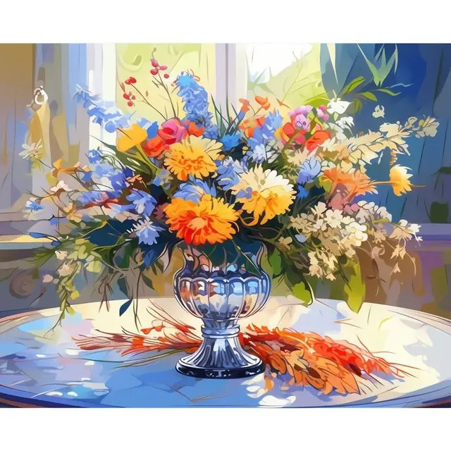 Résultat final du tableau Bouquet Éclatant près de la Fenêtre.