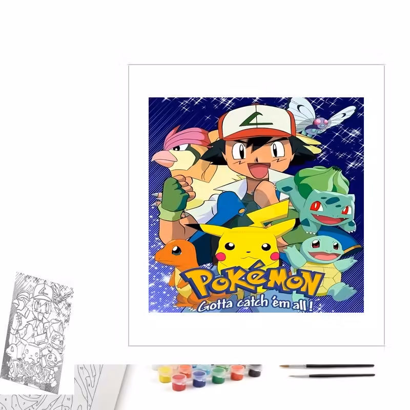 Contenu complet du kit peinture par numero Affiche Pokémon : Gotta Catch 'Em All