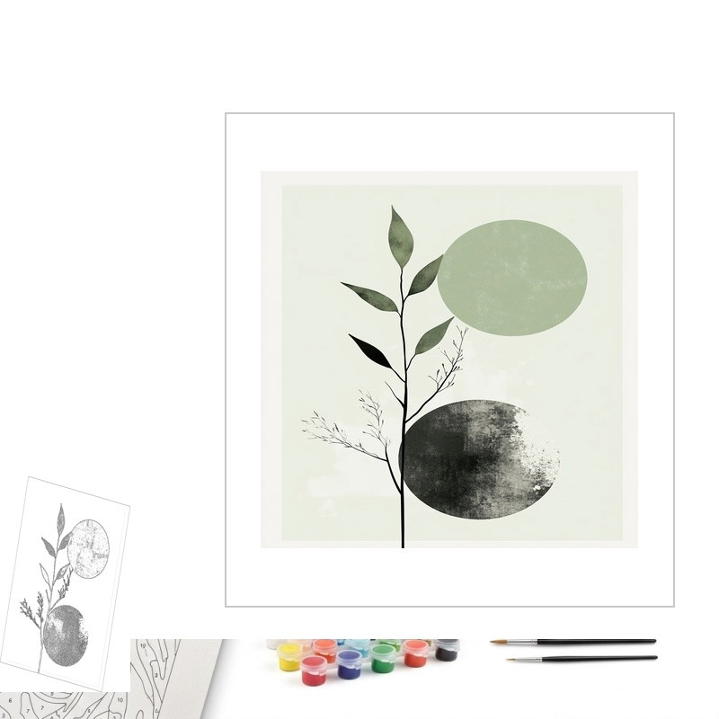 Contenu complet du kit peinture par numero Composition Botanique Abstraite