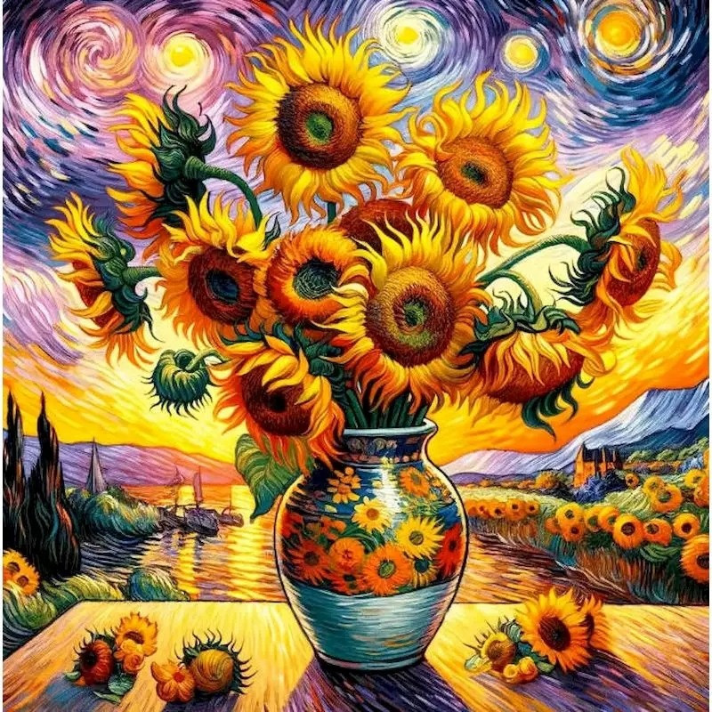 Resultat final du tableau Harmonie de Tournesols Lumineux