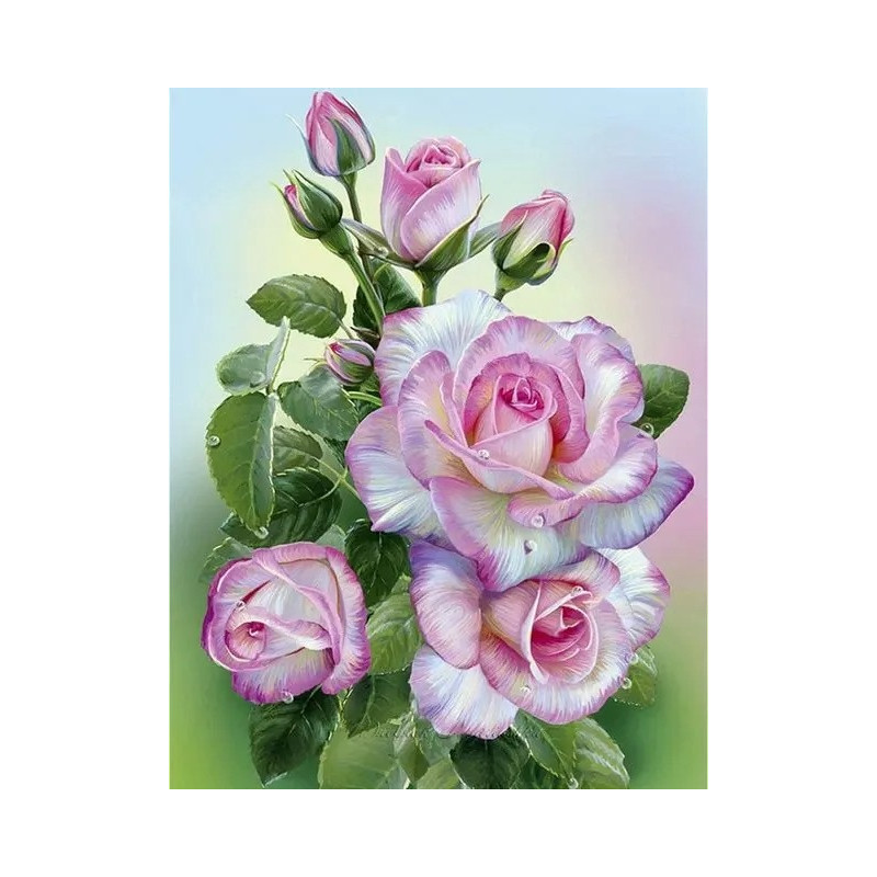 Resultat final du tableau Bouquet de Roses Roses et Blanches