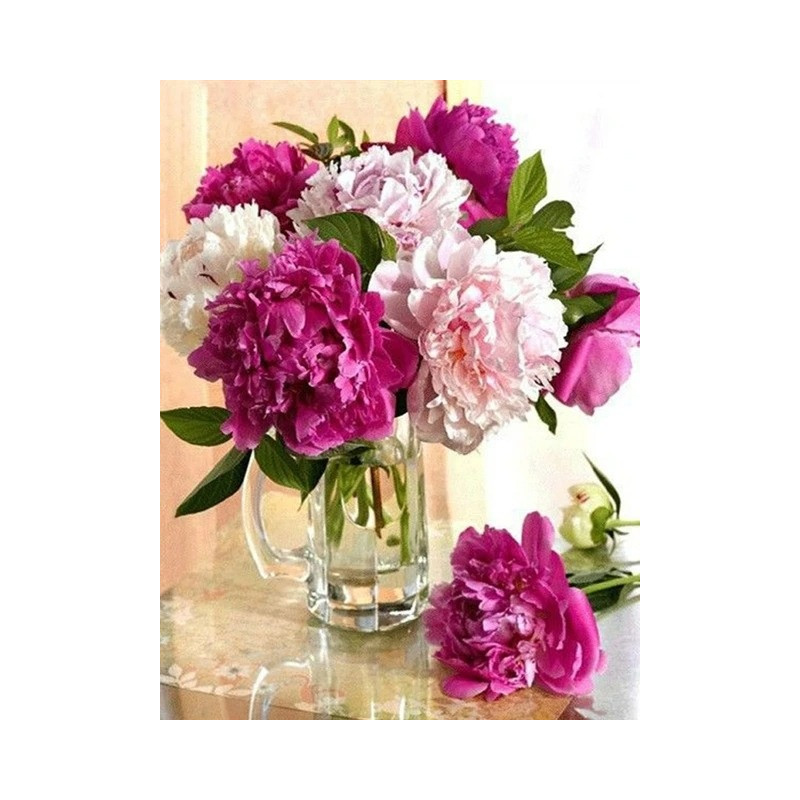 Resultat final du tableau Vase de Pivoines Éclatantes