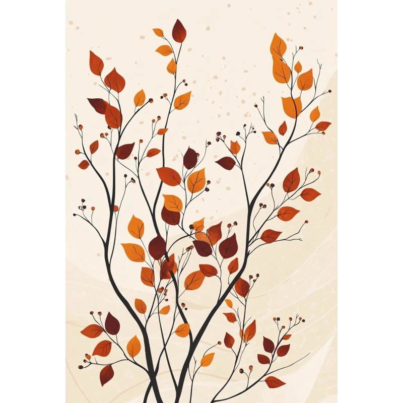 Resultat final du tableau Silhouette de Feuilles d'Automne