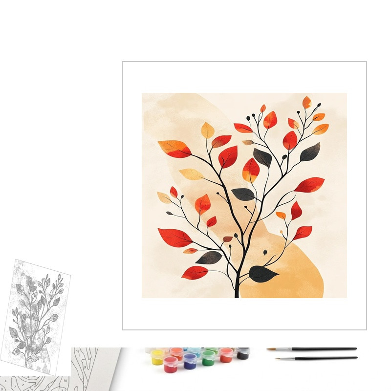 Contenu complet du kit peinture par numero Harmonie de Feuilles d'Automne