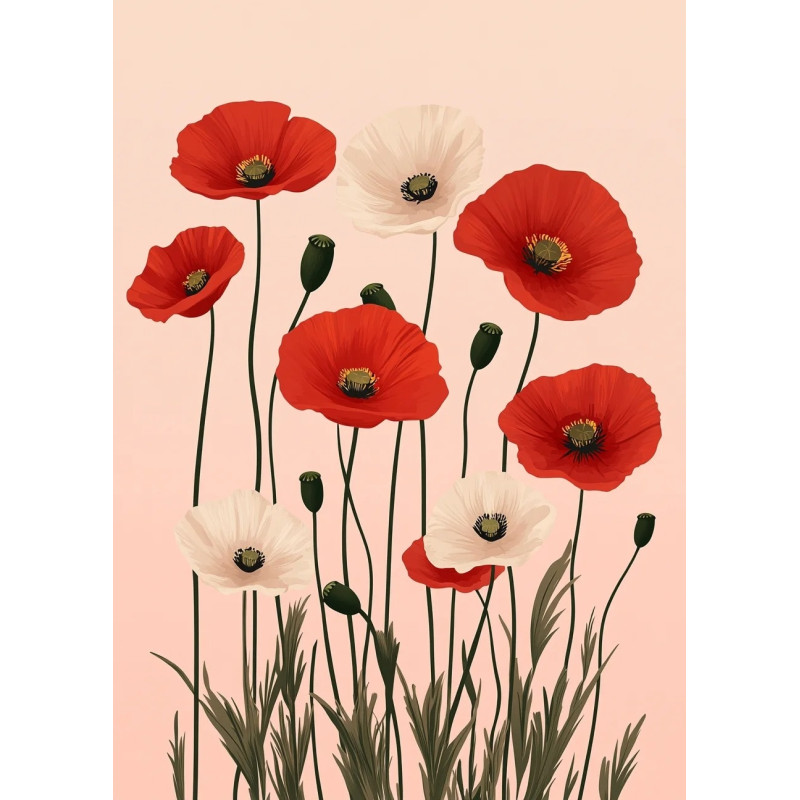 Resultat final du tableau Champ de Coquelicots Flamboyants