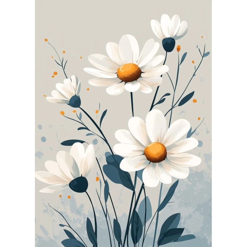 Resultat final du tableau Champ de Marguerites Sauvages