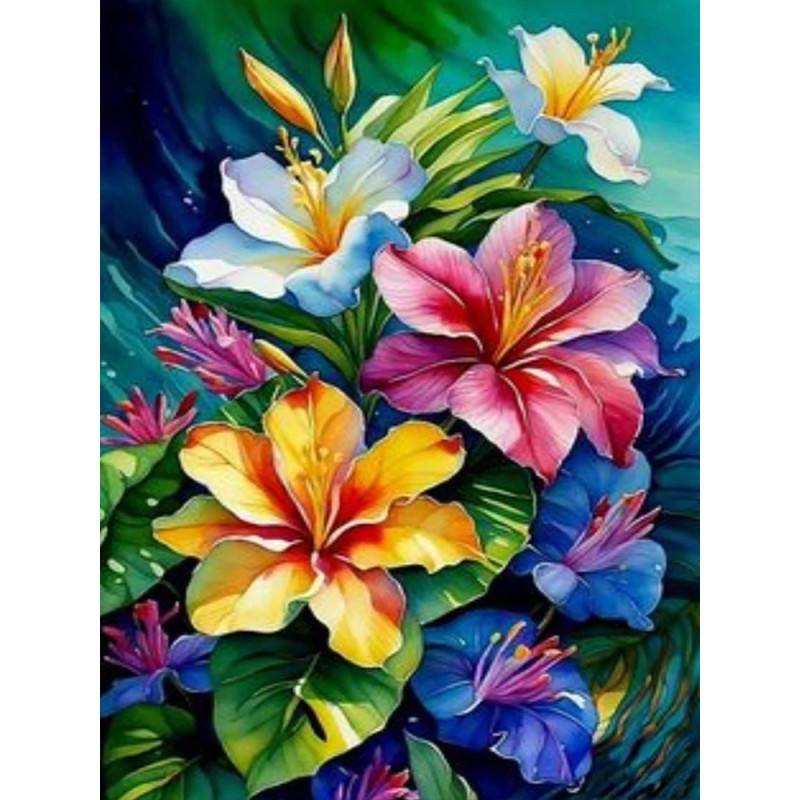 Resultat final du tableau Fleurs de Frangipaniers Délicates