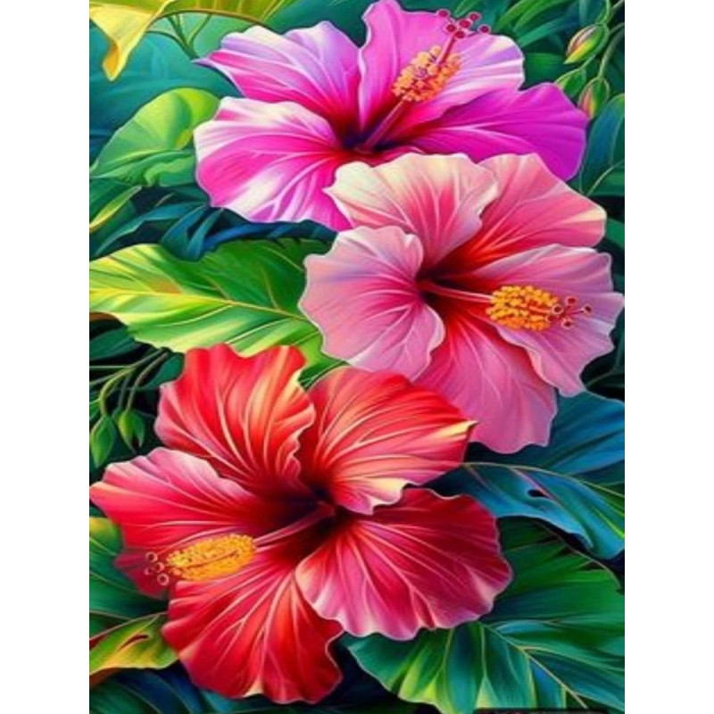 Resultat final du tableau Éclat d'Hibiscus Flamboyants