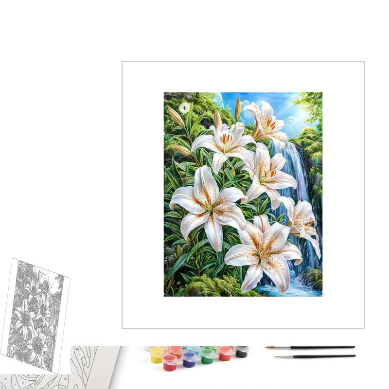 Contenu complet du kit peinture par numero Bouquet de Lys et Amaryllis