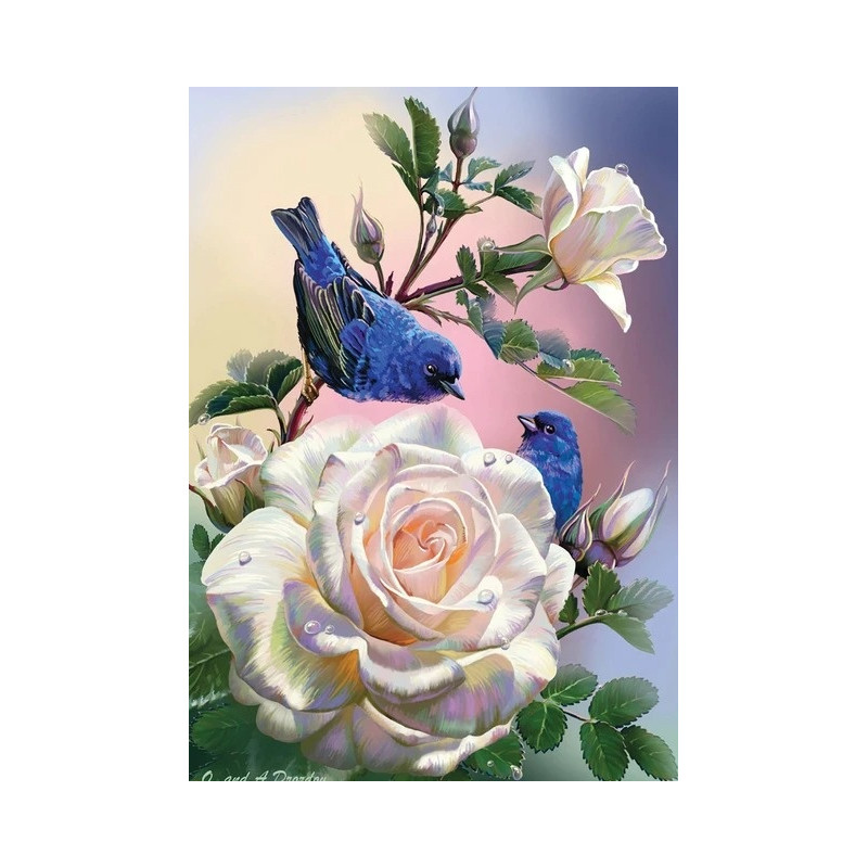 Resultat final du tableau Bouquet de Roses Romantiques