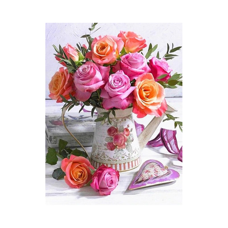Resultat final du tableau Éclat de Roses de Jardin