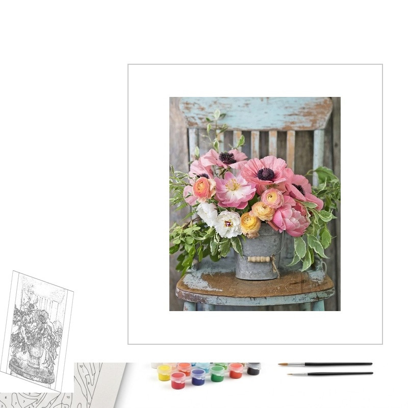 Contenu complet du kit peinture par numero Symphonie Florale Champêtre